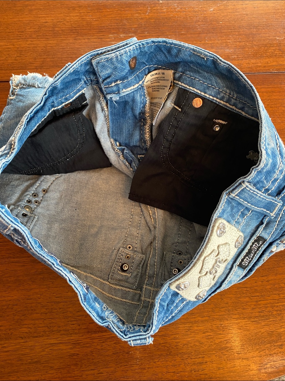 Miss Me Blue Denim Crochet-Trim Shorts - Picture 13 of 13